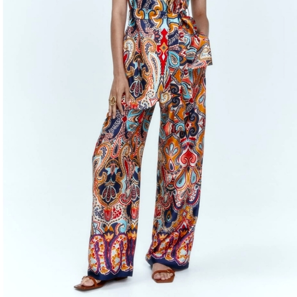 NWT Zara printed wide leg pants 👖 😍 - Picture 11 of 12